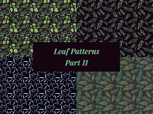 手绘树叶矢量图案无缝纹理素材v2 Nature Hand Drawn Vector Leaf Patterns II