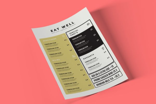 简约设计风格甜点16设计网精选菜单模板 Food Menu Flyer