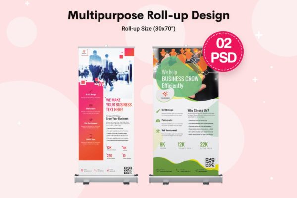 多用途品牌宣传易拉宝海报设计模板 Multipurpose Roll-up Banners