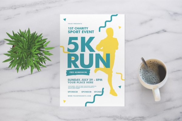 马拉松长跑活动宣传海报传单·设计模板 Run Flyer