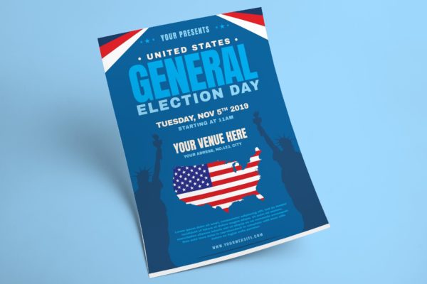 美国大选日换届选举宣传单设计模板 US General Election Day Flyer