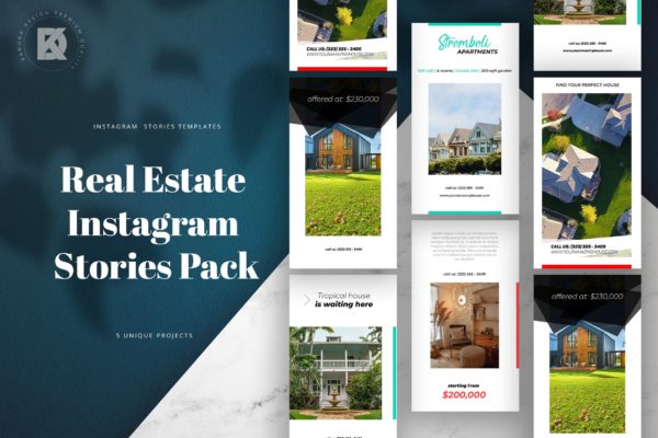 房地产品牌Instagram推广设计素材 Real Estate Instagram Stories Pack