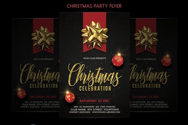圣诞节庆祝活动晚会宣传传单模板 Christmas Celebration Flyer
