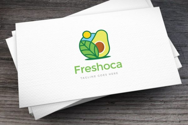 绿色健康水果食品品牌Logo设计模板 Freshoca Avocado Logo Template