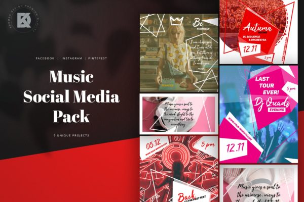 音乐活动/音乐节主题社交媒体新媒体设计素材 Music Social Media Pack