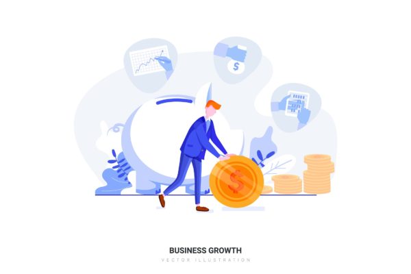 业务增长矢量概念插画素材 Business Growth Vector Illustration