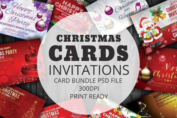 20套圣诞节贺卡卡片模板 20-Psd Christmas Cards Bundle