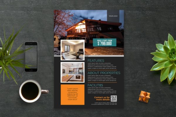 房地产销售广告传单设计模板 Real Estate Flyer