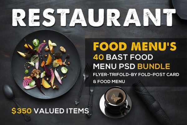 40款西式饮食菜单传单模板合集 Restaurant Menu Bundle