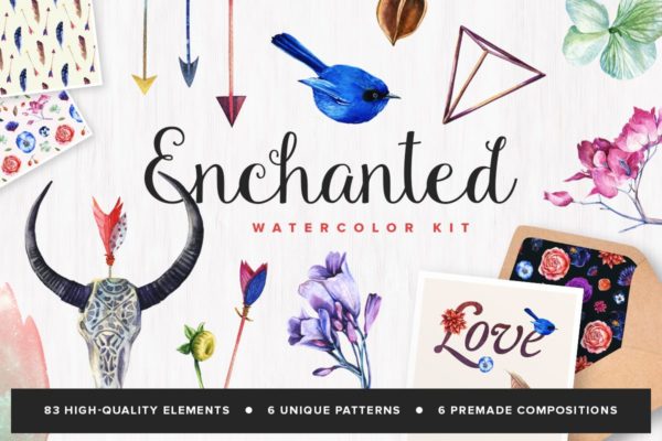 多元素魔法水彩插图套装 Enchanted Watercolor Kit