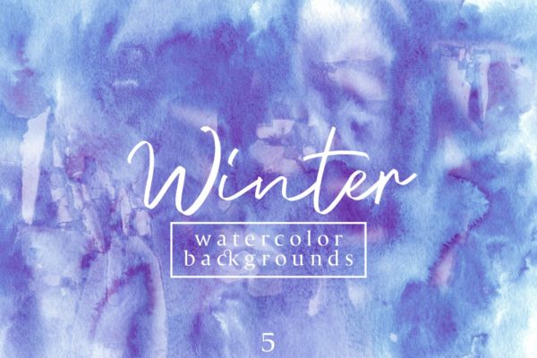 冬季水彩肌理纹理背景图素材v5 Winter Watercolor Backgrounds 5
