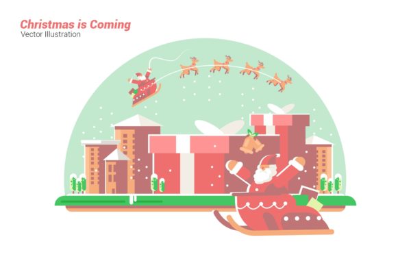 喜迎圣诞节到来矢量手绘插画素材 Christmas is Coming &#8211; Vector Illustration