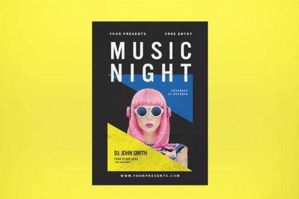 音乐之夜音乐主题活动海报传单素材中国精选PSD模板 Music Night Flyer