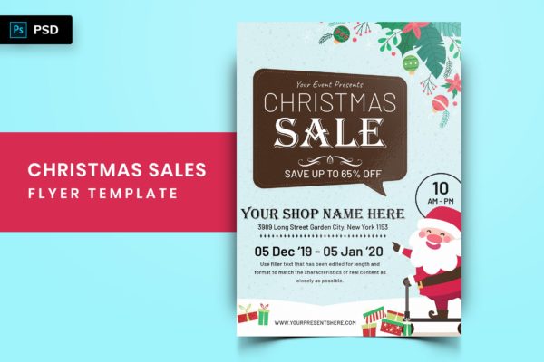 圣诞节礼物商店促销广告海报传单模板v6 Christmas Offer Sales Flyer-06