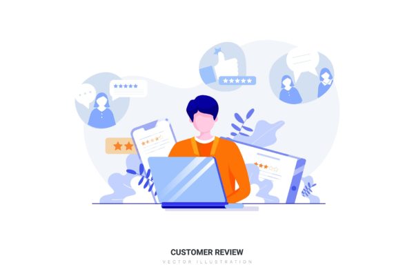 客户评论矢量概念插画素材 Customer Review Vector Illustration