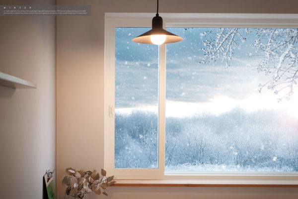 冬季窗外唯美雪景背景图片模板psd素材