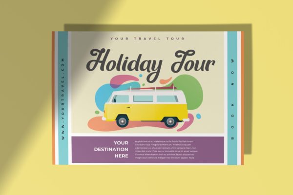 假期旅行主题横版传单设计模板 Vacation Travel Flyer