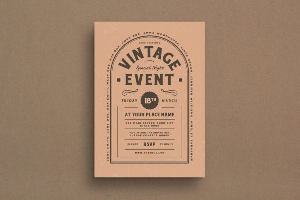 复古设计风格活动传单设计模板 Vintage Event Flyer