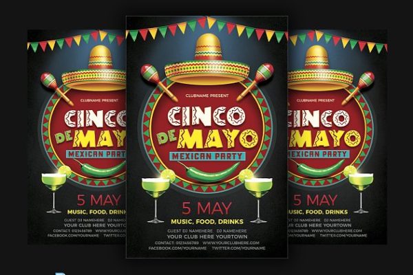 拉美裔文化节活动海报模板 Cinco De Mayo