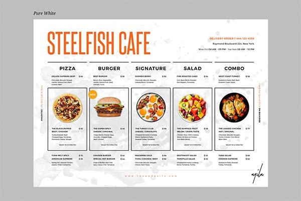 时尚高端简约多用途的餐厅饭店餐单菜谱设计海报宣传单DM折页设计模板