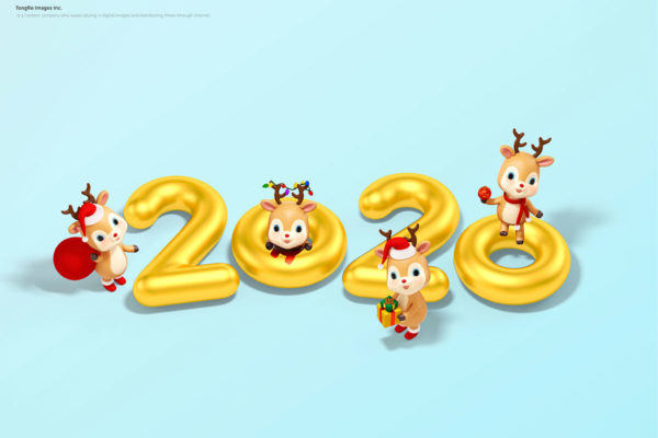3D字体2020新年/圣诞海报图片psd素材