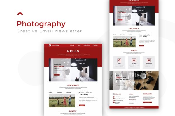 摄影工作室/公司邮件订阅推广营销设计模板 Photography | Newsletter Template