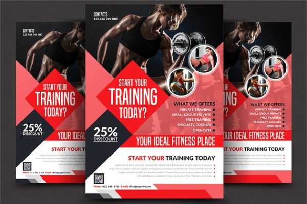 运动健身俱乐部促销活动宣传模板 Fitness Flyer