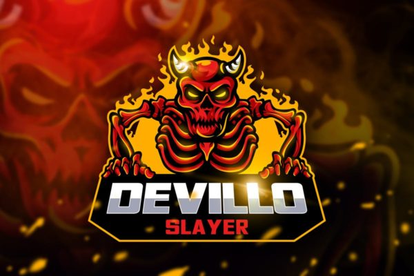魔鬼杀手游戏战队队徽Logo设计模板 Devillo Slayer &#8211; Mascot &amp; Esport Logo