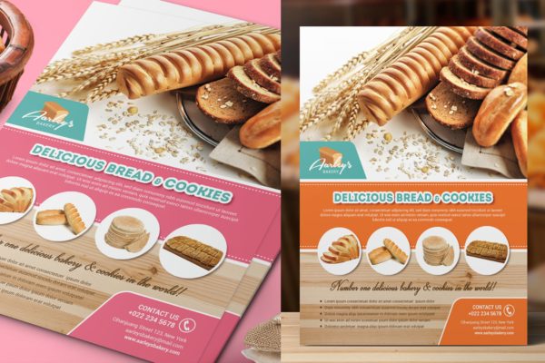 面包店传单/杂志广告设计模板 Bake