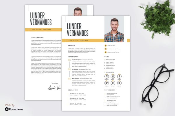 顶尖视觉设计师个人电子简历模板 Lunder Vernandes &#8211; Resume Template TS