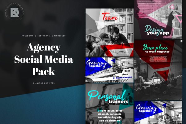 互联网营销服务公司社交媒体推广设计素材 Agency Marketing Social Media Kit