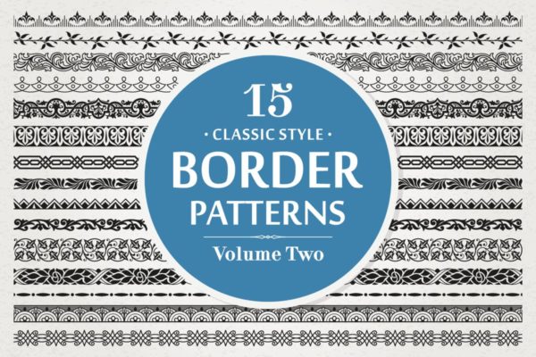 15款经典矢量边框图案花纹v2 15 Vector Border Patterns Classic Style Volume 2