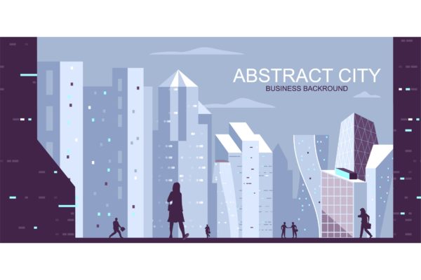 商业城市主题网站Header设计矢量插画素材天下精选 Business City Vector Illustration Header Website