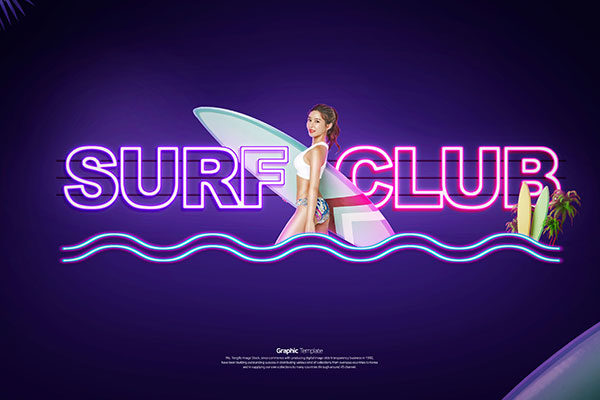 冲浪俱乐部夏季活动宣传广告Banner设计