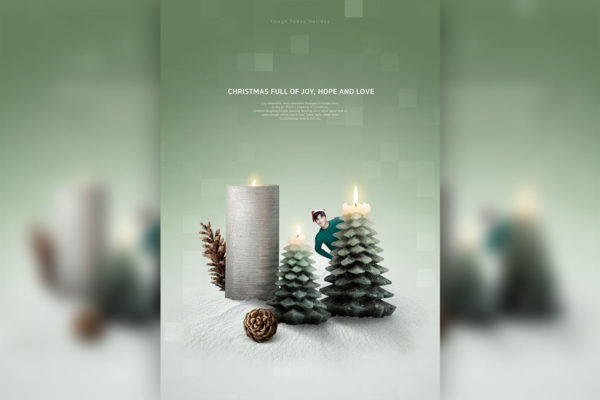 创意圣诞蜡烛树圣诞节主题海报模板psd素材