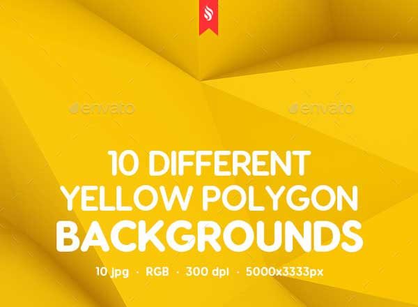 10款不同的抽象多边形背景 10 Different Yellow Polygon Backgrounds