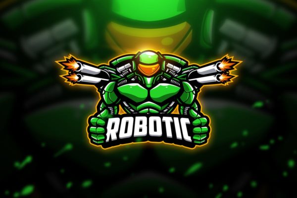 机器人电子竞技吉祥物Logo标志设计模板 Robotic &#8211; Mascot &amp; Esport Logo