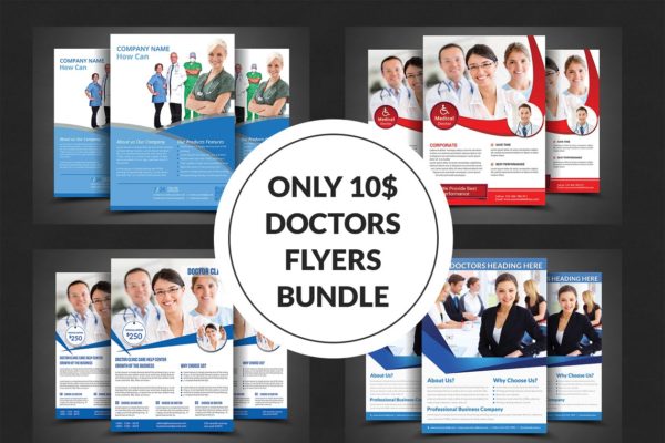 医疗保健体检机构活动海报设计模板合集 Medical Doctors Flyer Bundle