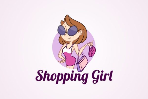时尚购物女郎形象Logo设计模板 Shopping Girl &#8211; Fashion Mascot Logo