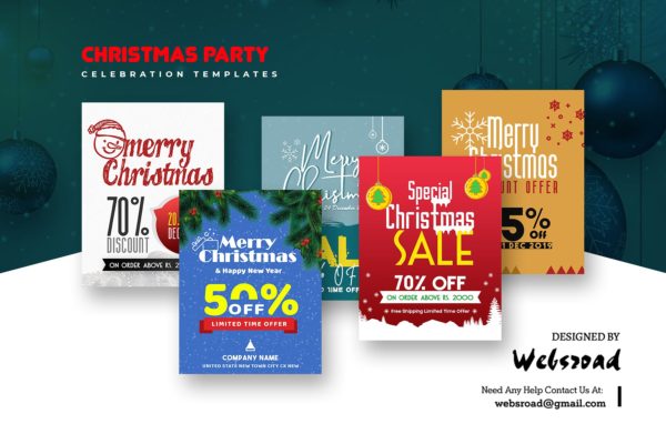 圣诞节主题促销活动普贤居精选广告模板合集 Christmas Party Celebration Templates