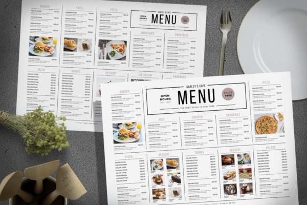 咖啡厅/餐厅/西式快餐菜单设计PSD模板 Simple Menu Board
