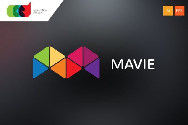 多彩三角形组合图形Logo模板 Mavie &#8211; Logo Template + Free BC
