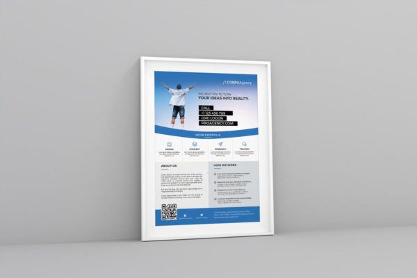 经典蓝色公司营销传单设计PSD模板 Corporate Flyer