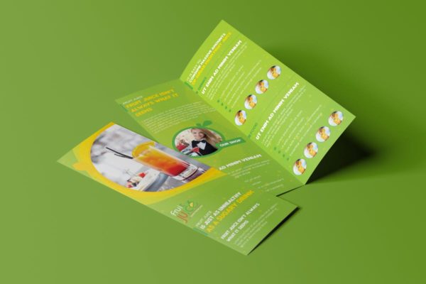 果汁冷饮饮料店点餐菜单PSD模板 Fruit Juice Shop/ Take-out Brochure and Mini Menu