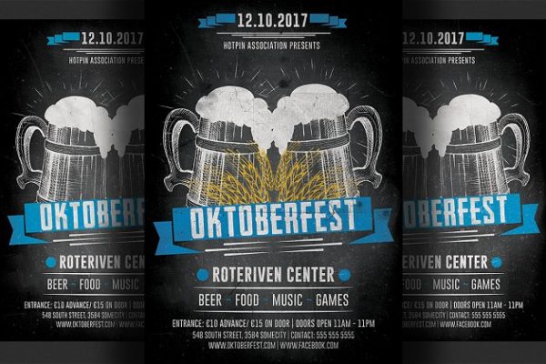 十月啤酒节宣传海报传单设计模板 Oktoberfest Flyer Template
