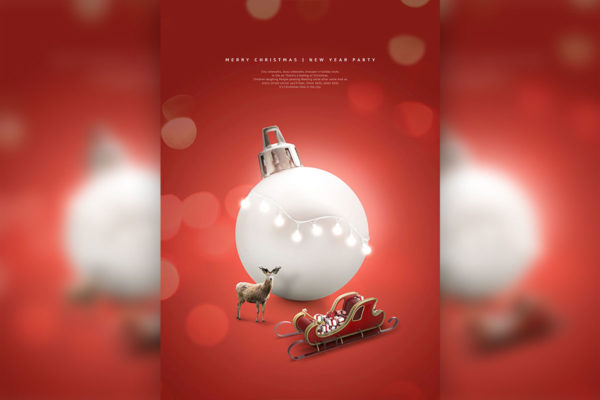 圣诞节/新年活动派对宣传海报psd模板