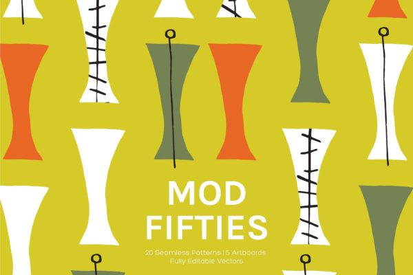 复古摩登派五十年代图案纹理 Mod Fifties | Artboards + Patterns