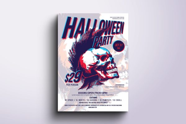 万圣节时尚派对活动海报传单设计模板V6 Funky Halloween Poster &amp; Flyer v6