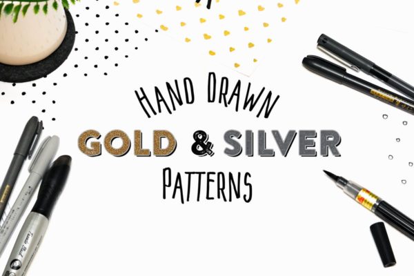 15款手绘金色&amp;银色图案纹理 15 Hand Drawn Gold &amp; Silver Patterns