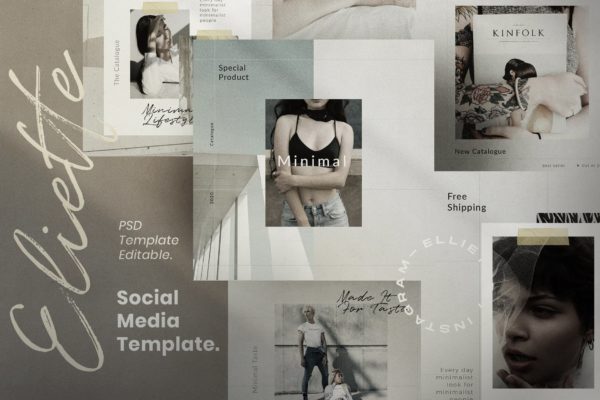 时尚产品品牌故事社交媒体设计素材 Elliette &#8211; Social Media Template + Stories